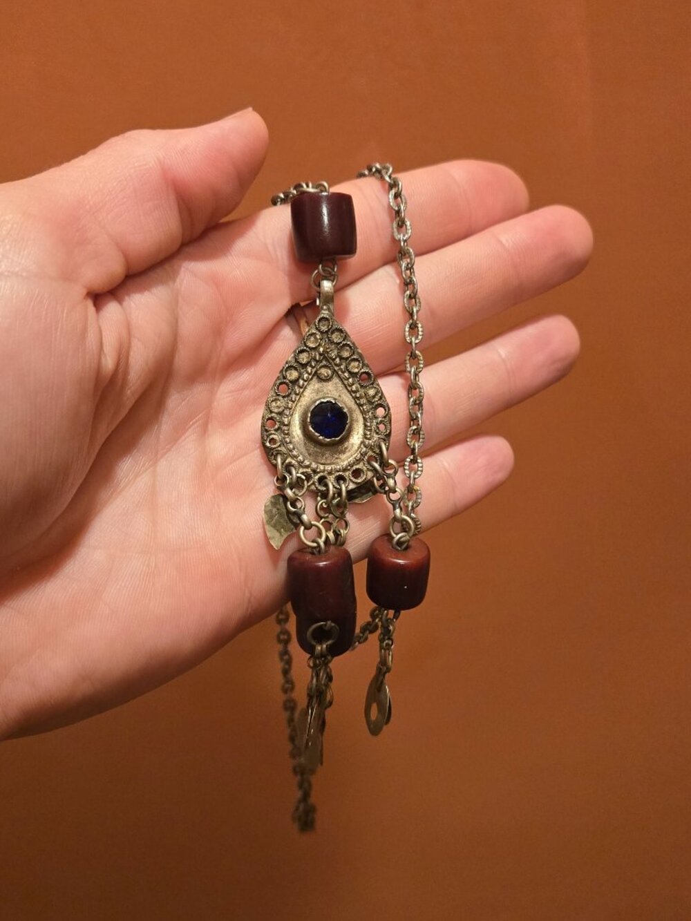 Vintage Silver Bedouin Berber Amulet Coin Necklace